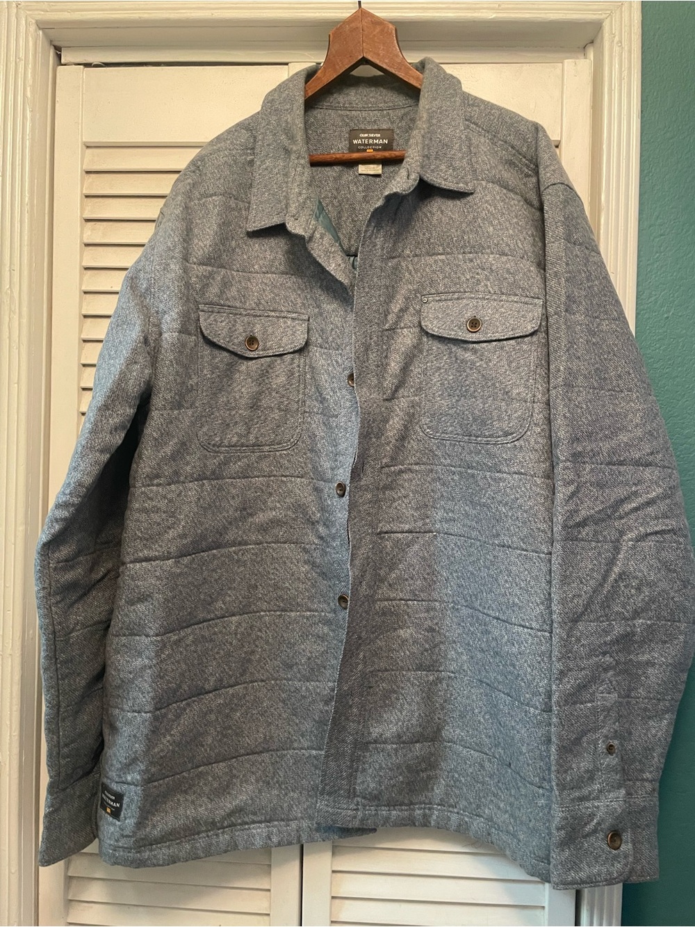Quiksilver Waterman Light Gray Quilted Shirt Jacket